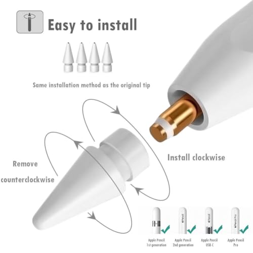 Image of SIXFU Metal Ballpoint Tips Compatible with Apple Pencil Tip, Durable Tips Compatible with Apple Pencil Pro /USB-C / 1st / 2nd Generation, Accessories Compatible with iPad Pencil(4 PCS)
