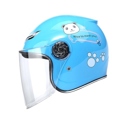 Casque vélo enfant bleu ciel ORFOFE avec grand écran transparent