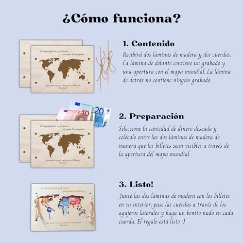Miniatura 4 de Equik Products Regalo Dinero Boda Regalo Novios Regalo Pareja Sobre Para Regalo Dinero Boda Tarjeta De Felicitación De Madera Regalo Luna De Miel, Viaje De Bodas Regalo Recién Casados