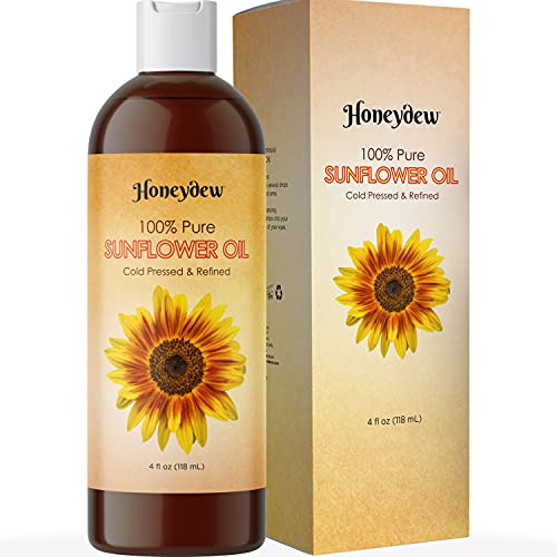Sunflower Oil Anti Aging Moisturizer - Sunflower Seed Oil for Massage Oils for Massage Therapy and Carrier Oil for Essential Oils Mixing - Cuticle Oil and Hair Skin and Nails Body Oil for Dry Skin