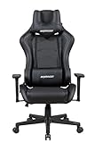 MAX RACER - Cadeira Gamer Tactical - Poltronas Gamer, Cadeira Ergonômica para Jogos - Até150kg, Braços 3D, Giratória, Tecido Sintético P.U, Inclinação 180°, Almofada Cervical e Lombar - Preta