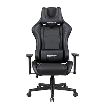 MAX RACER - Cadeira Gamer Tactical - Poltronas Gamer, Cadeira Ergonômica para Jogos - Até150kg, Braços 3D, Giratória, Tecido Sintético P.U, Inclinação 180°, Almofada Cervical e Lombar - Preta
