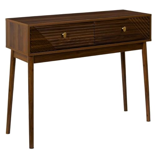 AltoBuy Console 2 tiroirs en Bois et MDF Pieds en pin teinté chêne foncé - Colette