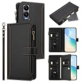 Jiajihua Hülle Kompatibel mit Cricket Debut S3,Kompatibel mit Cricket Debut S3 Lanyard【9 Kartenfächer】【Reißverschluss Brieftasche】【Magnetischer Verschluss】 Ständer Black