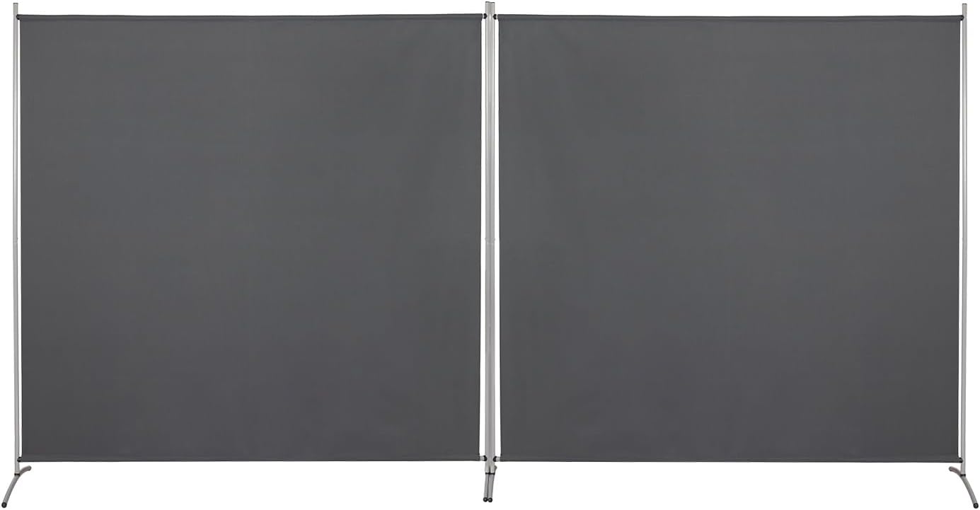 2 Panels XL Large Room Divider 6 FT Tall Weave Material Room Divider, Double Hinged Folding Privacy Screens, Freestanding Room Dividers, Grey