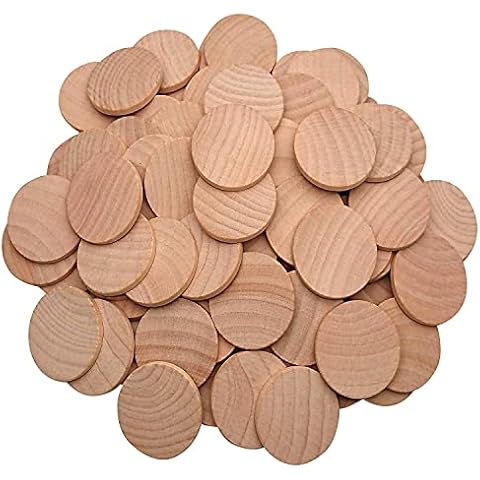 200pcs Natural Wood Slices Unfinished Round Discs Wooden Circles Ready to Be Painted and Decorated(25mm/1.0inch Flat Edge) Cover