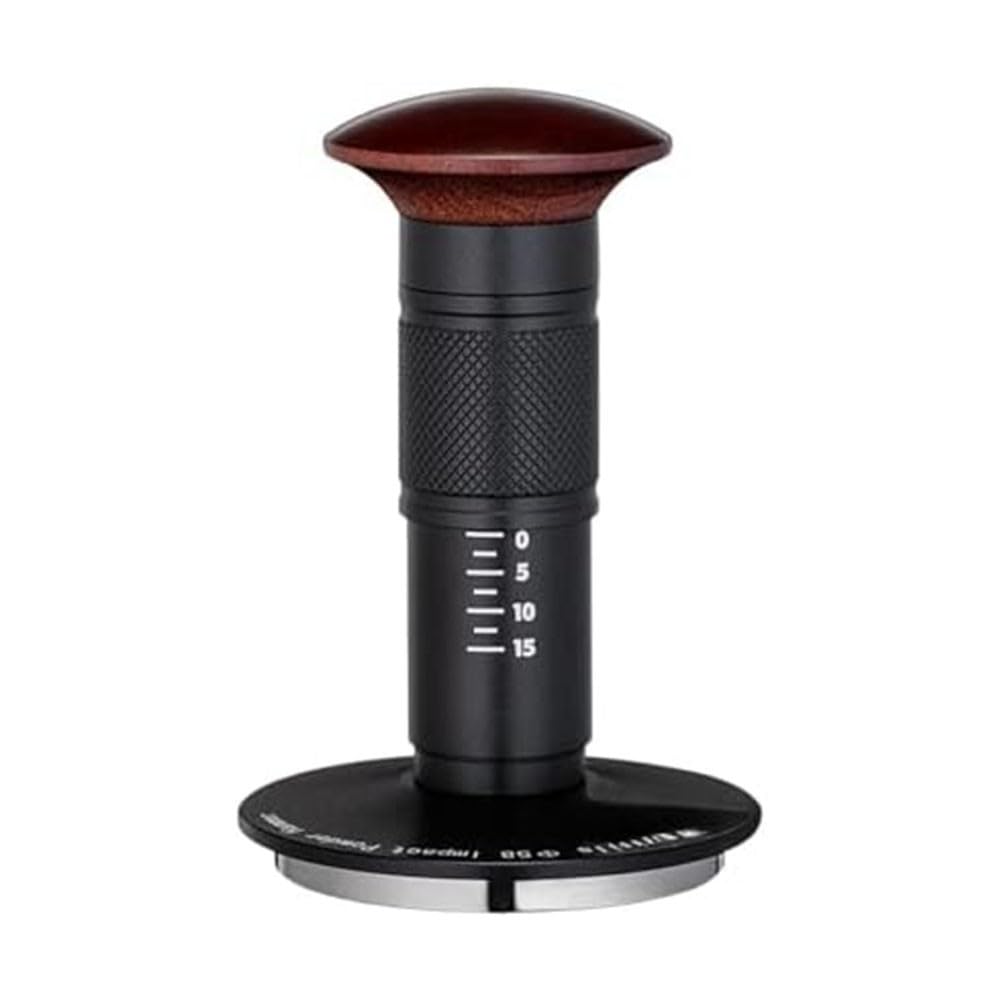 Prensador de espresso con mecanismo de resorte para una presión constante de 15 a 30 libras, base ondulada de 53 mm, para portafiltros de cocina de 51 mm, 53 mm, 58 mm