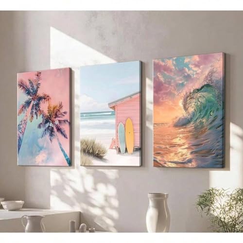 Affiche surf d'été pour salon preppy déco bord de mer 20x35cm