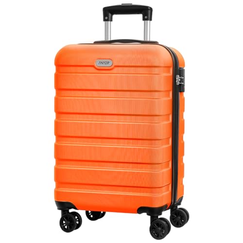 Image of AnyZip Luggage PC ABS Hardside Lightweight Suitcase with 4 Universal Wheels TSA Lock 20 24 28 Inch, Orange, 20 inch Carry-On, Spinner Wheels