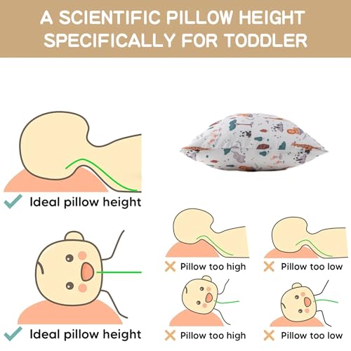 Image of Bunnikins & Clover Toddler Pillows with Pillowcase, 13 inchx18 inch Soft Cotton Kid Pillows for Sleeping, Bedding Small Pillow for Boys and Girls Aged 2-5 Years