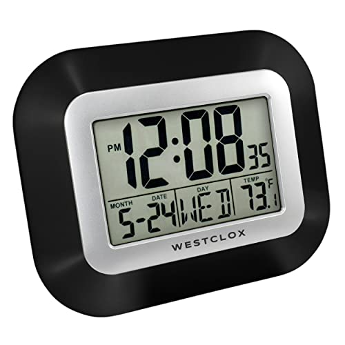 Westclox Large Digital Wall Clock Battery Operated with Temperature Date and Day of Week with Alarm | Modern Digital Desk Clock for Office Kitchen Bedroom or Living Room | Black - Image 4