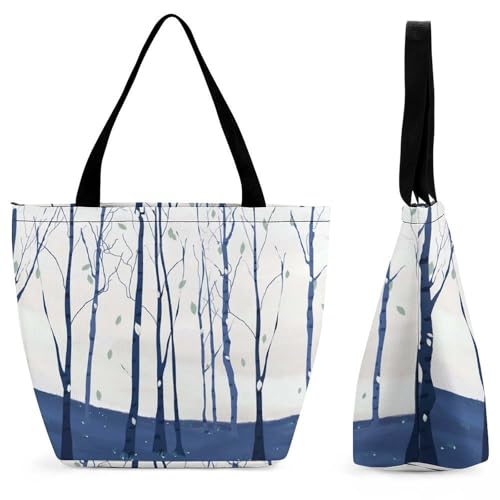 Sac shopping pour femme Forêt Bleue grand format 28.5x18x32.5cm