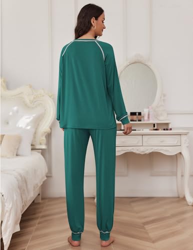 Image of Ekouaer Pajamas Set for Women Soft Comfy Pjs Sets Long Sleeve Sleepwear Loungewear S-XXL