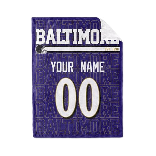 Image of ANTKING Baltimore Throw Blanket for Men Women Boy Custom Name and Number Gifts