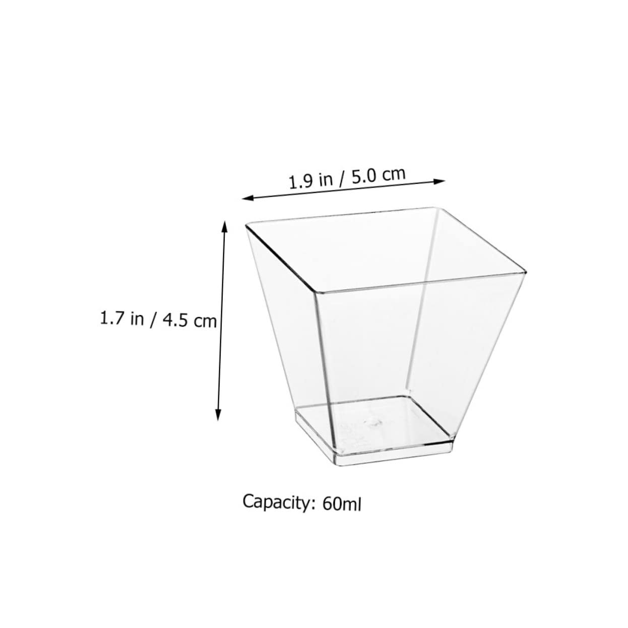 Unomor 100pcs Dessert Cup Individual Cupcake Holder Dessert Bowl Pudding Holder Mini Dessert Pots Dessert Cube Shrimp Cocktail Serving Dish Appetizer Bowl Mini Cube Cup Transparent