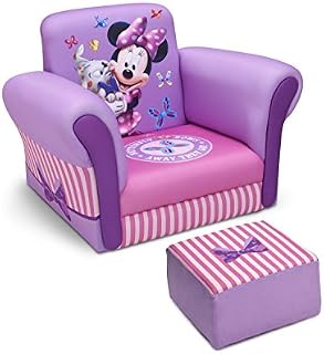 Delta Children Upholstered Chair with Ottoman, Disney Minnie Mouse
