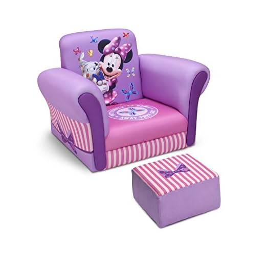 Delta Children Upholstered Chair with Ottoman, Disney Minnie Mouse