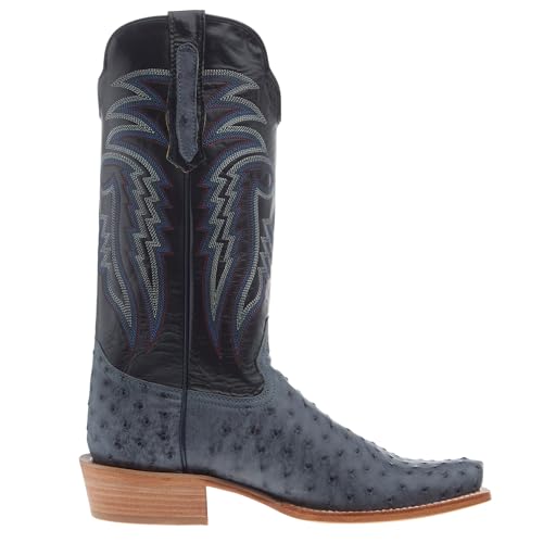 Men`s American Blue Jean Full Quill Ostrich 13In Navy Goat Top Boot4
