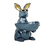Süssigkeiten Schale Modern Taschenleerer Figur, Spektakel Kaninchen Kreative Dekoration Platte, Schmuck Ohrringe Candy Dish Holder Home Office Wohnzimmer Schlafzimmer Deko Dunkelblau