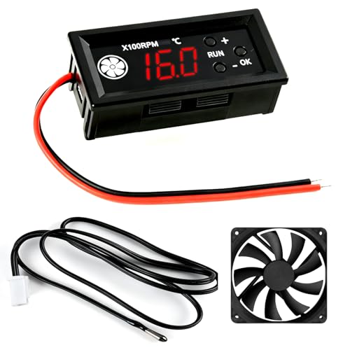 Contrôleur de Ventilateur PWM DC 12V 4 Broches avec Affichage Numérique de Température et Vitesse, Régulateur Silencieux pour PC, Serveur, Station de...