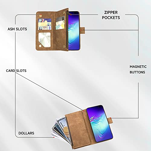 Dibosom Compatible With Samsung Galaxy S10 5G Wallet Case And Premium Vintage Leather Flip Credit Card Holder Stand Cell Accessories Folio Purse Phone Cover For Glaxay S105G Galaxies S 10 G5 Women Men Brown thumb #3