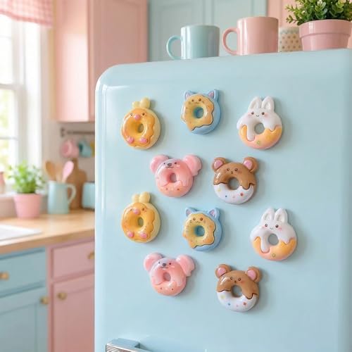 10 piezas imanes donuts decorativos para nevera miniatura 3