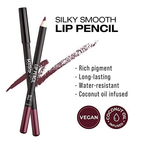 Kiss New York Professional Slim Lip Pencil, Creamy Soft Lip Liner, Smooth Long-Lasting Rich Lip Color, Natural Lip Makeup, Water-Resistant Lip Crayon (Plum) #TOP3