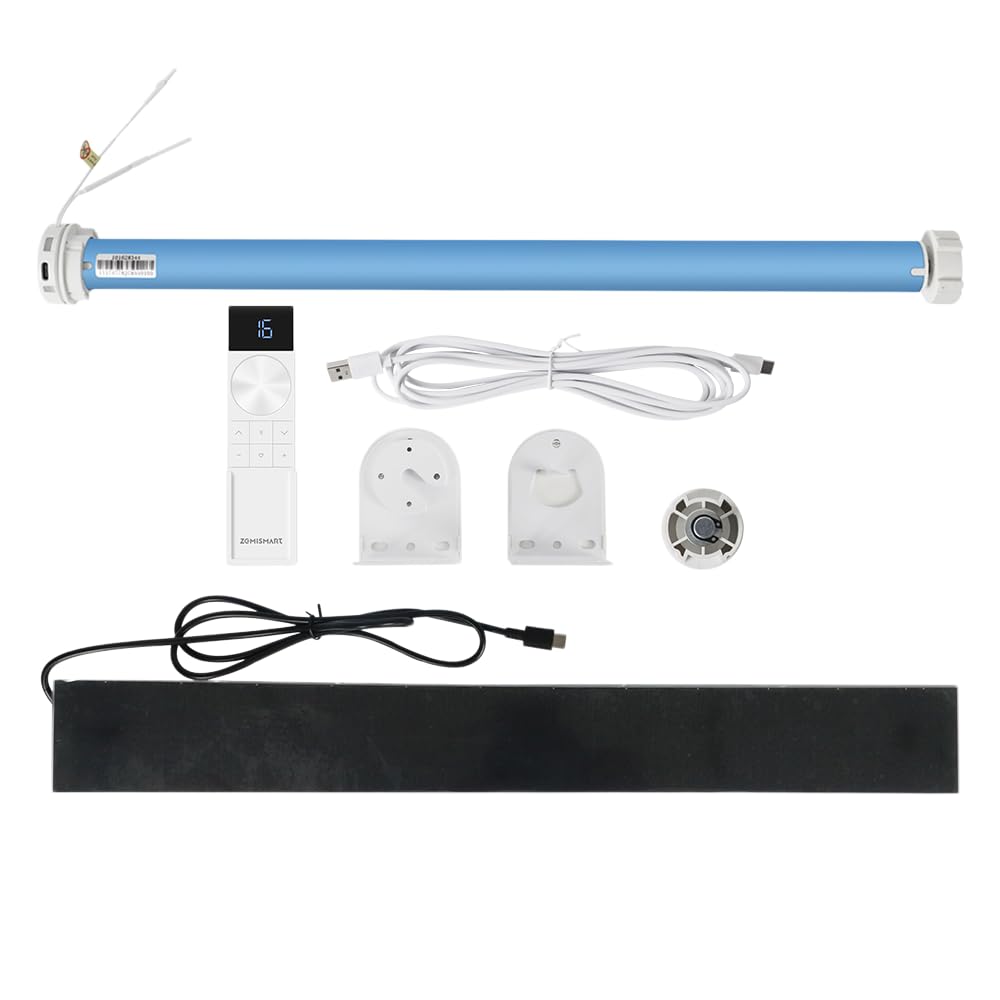 WiFi Blind Motor for 38mm Tube, Rechargeable 2600mAh Battery, Works with Alexa & Google Home, No Hub Required, IP44, 20/30rpm (Motor+Solar Panel+16-Channel Remote)