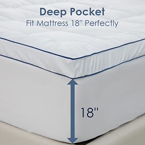 Redkey Queen Mattress Topper Microfiber 3D Mattress Pad With 18'' Deep Pocket Soft Plush Mattress Protector Queen White #TOP1