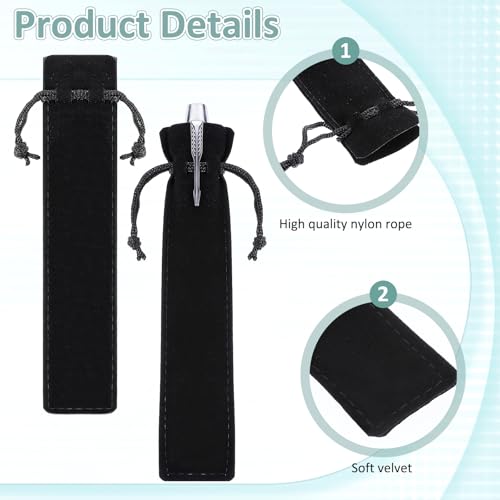 Image of EupHHonycs 100 Pcs Black Velvet Pen Pouch, Drawstring Pencil Holder Bulk, Pen Sleeve Bag, Soft Single Pencil Bag Case for Student Adult Gifts School Office Business Supplies
