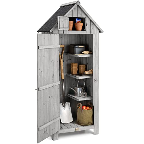 CHRISTOW Slimline Garden Shed, Outdoor Tool Storage, Compact Utility Sentry with Lockable Door and Roof Hatch