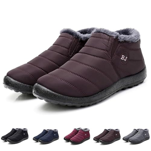 Indicativey Snow Boots Womens Winter Snow Boots Fur Lined Warm Ankle Boots Slip On Outdoor Shoes
