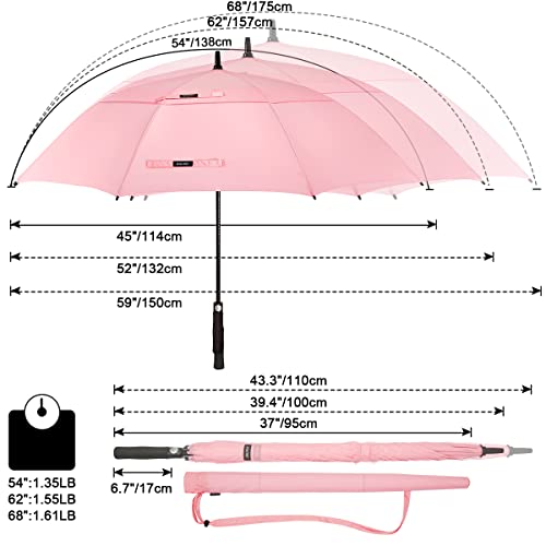 Image of G4Free 47 /54 /62 /68 Inch Automatic Open Golf Umbrella Oversize Extra Large Double Canopy Vented Windproof Waterproof Stick Umbrellas