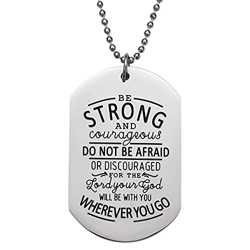 Melix Home - Collar de acero inoxidable con texto 'Be Strong and Courageous'