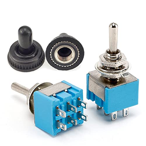 Redgoose 10Pack Mini Electrical Toggle Switch 250Vac 6A 6 Pin 3 Position On/Off/On Dpdt With Weatherproof Boot Cap Cover For Auto Car Marine Boat #TOP8