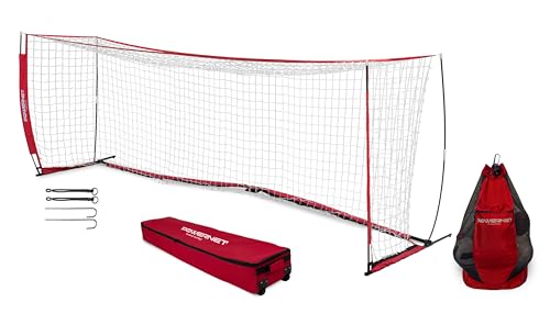 PowerNet Soccer Goal Portable Bow Style Net and Large Ball Carry Bag Bundle | Quick Setup Ultra Portable | Full Size Framed Soccer Goal | Perfect for Teams and Coaches (24X8 FT Bundle)