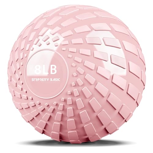 STRPRETTY BASIC Balón medicinal de 8 libras con peso para ejercicio, fuerza y entrenamiento de crossfit (rosa dinámico)