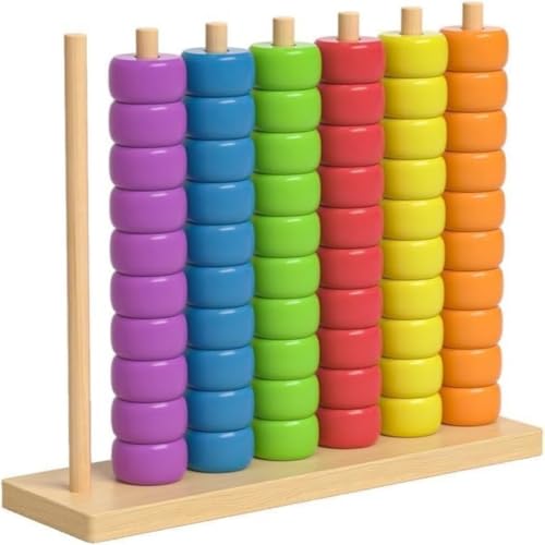 Color Matching Stacking Ring Puzzle Game, Wooden Colour Sorting Stack Challenge Game For 2 Players, Fast Challenge Ring Stack Puzzle For Family(1Pcs)