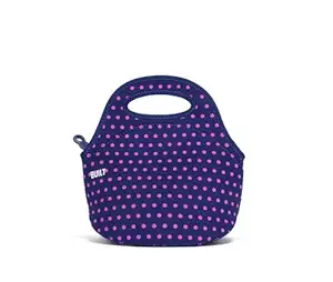 BUILT LB10-MNV Gourmet Getaway Soft Neoprene Lunch Tote Bag-Lightweight, Insulated and Reusable, Snack, Mini Dot Navy