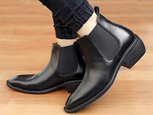 Image of BXXY Men's Height Increasing Elevator Faux Leather Office Wear Chelsea Boot
