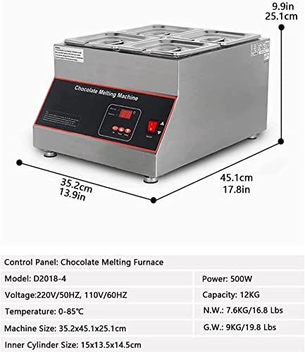 Máquina de Temperado de Chocolate 4 Tanques 12 kg Acero Inoxidable miniatura 6