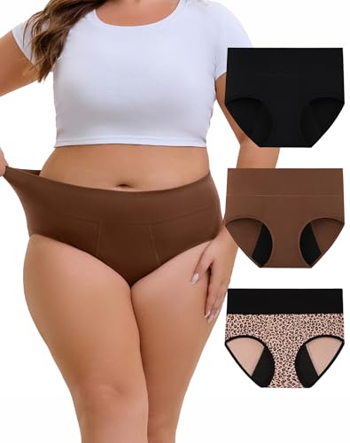 Image of INNERSY Women's Plus Size Period Underwear High Waist Heavy Flow 3-Pack