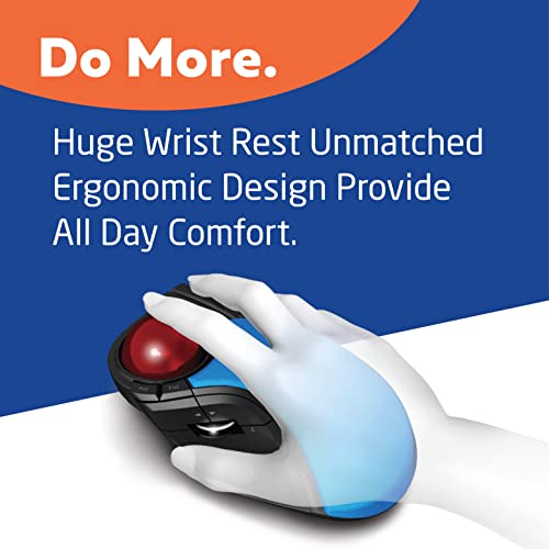 Elecom Huge Trackball Mouse, 2.4Ghz Wireless, Finger Control, 8-Button Function, Precision Optical Gaming Sensor, Palm Rest Attached, Smooth Red Ball, Windows11, Macos (M-Ht1Drbk) #TOP1