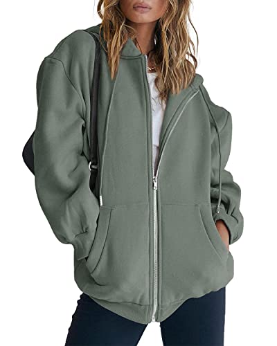 Photo 1 of **SIMILAR BUT NOT EXACT/ ARMS HAVE WHITE STRIPES ON WRISTS**  EFAN Women's Cute Hoodies Teen Girl Fall Jacket Oversized Sweatshirts Casual Drawstring Clothes Zip Up Y2K Hoodie with Pocket Lightgreen Large