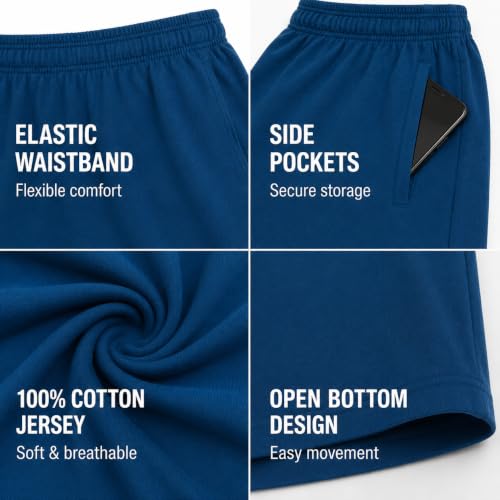 Image of Essential Elements Mens 3 Pack 100% Cotton Lounge Pajama PJ Shorts