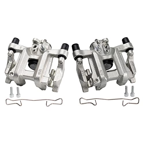 Image of TRQ Rear Driver and Passenger Side Brake Caliper Set Hardware Caliper Brackets Compatible with 16-19 Honda Civic with 260mm Diameter Rear Rotors