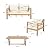 Christopher Knight Home Jamaia 4 Pieces Acacia Furniture Set, Patio Conversation Chat 2-Seat Sofa Set with Coffee Table, Outdoor Loveseat Chair Set for Garden Porch Backyard Balcony, Light Teak+Beige