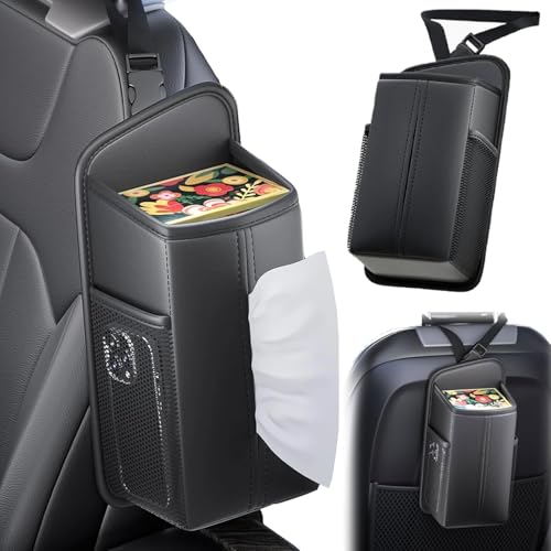 車用ティッシュケース 吊り下げ 大容量 車 ティッシュホルダー 車 ティッシュケース シートサイドポケット サングラス収納付き PUレザー 取り付け簡単 汎用