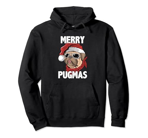 Merry Pugmas Funny Christmas Pug Santa Hat Dog Lovers Sudadera con Capucha