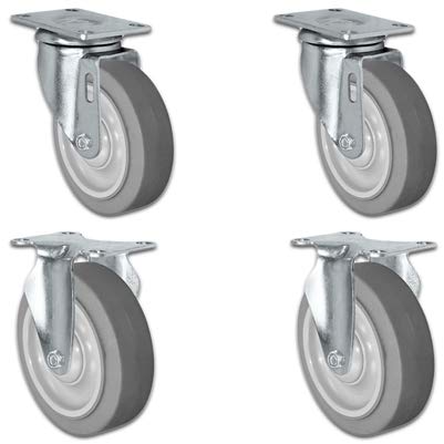 CasterHQ - 5 X 1.25 Thermo Plastic Rubber Caster Set of 4-2 Swivel & 2 Rigid Casters - 1,260 Capacity Per Set